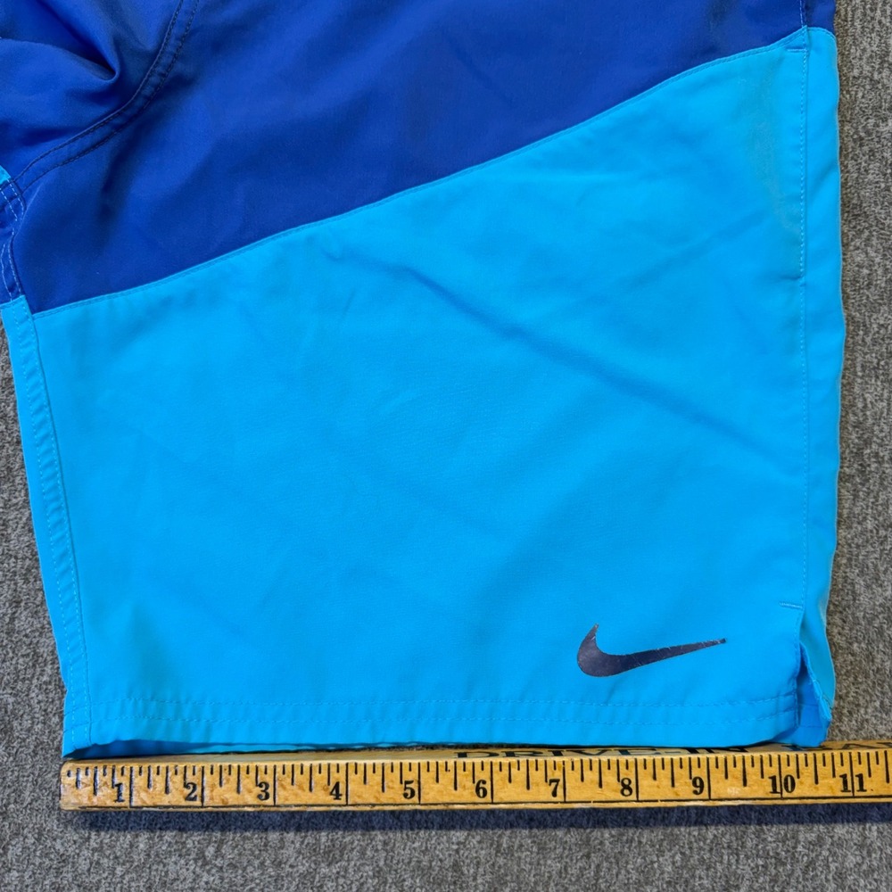Nike Mens Blue Colorblock Swim Trunks Board Shorts Medium Navy Aqua 1052 - Picture 5 of 6